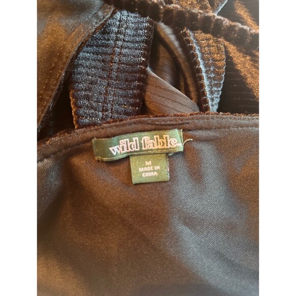 Wild Fable Romper Black Metallic Stripes Long Sleeve V-neck Velvet Sexy Witchy M - Picture 7 of 16